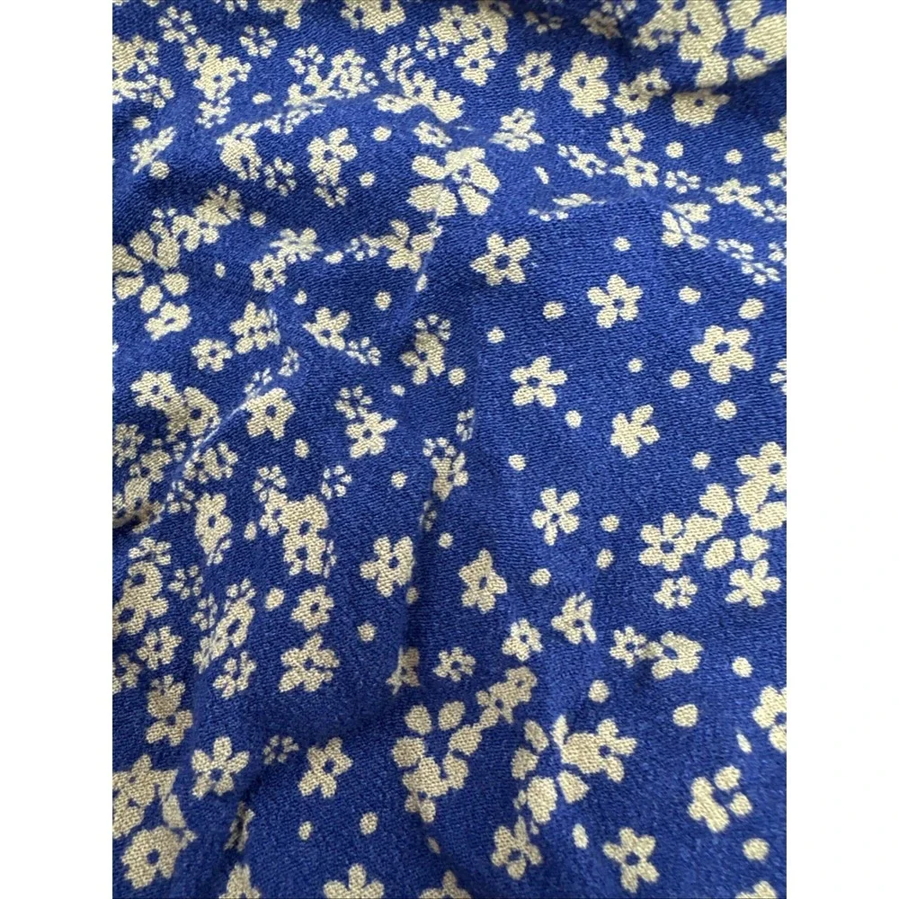 FREE PEOPLE Ditsy Floral dramatical ruffle long sleeves women M blue top shirt